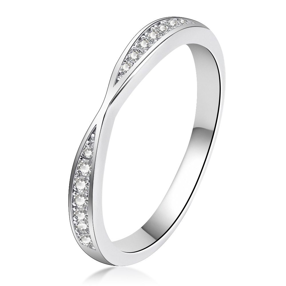 Picture of S925 Sterling Silver Simple Interlaced Moissanite Ring