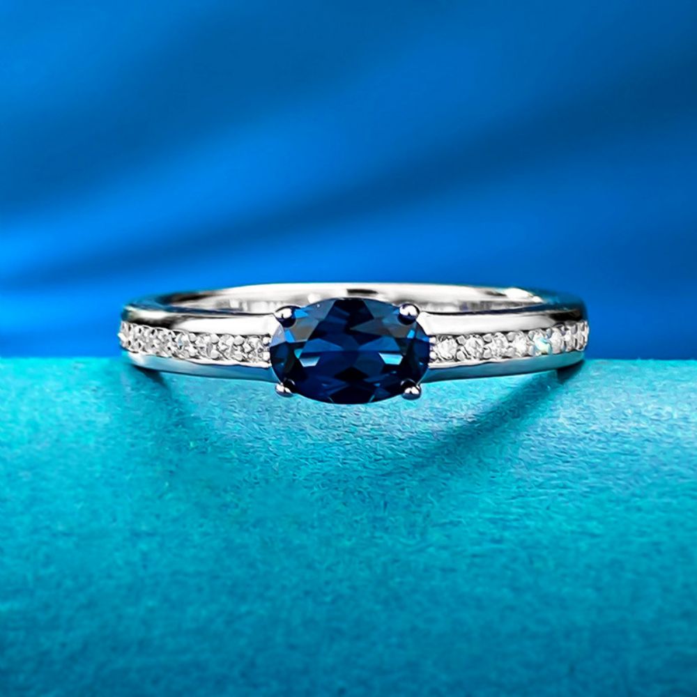 Picture of S925 Sterling Silver Sapphire Oval Ring