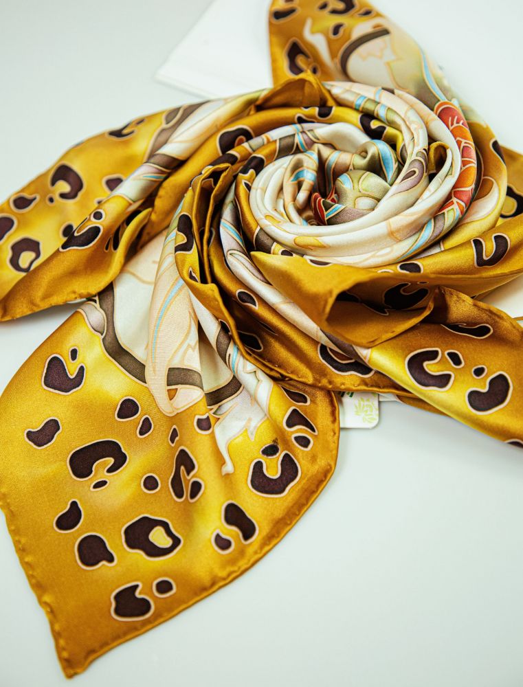 Picture of Hand-Painted Silk Satin Large Square Scarf