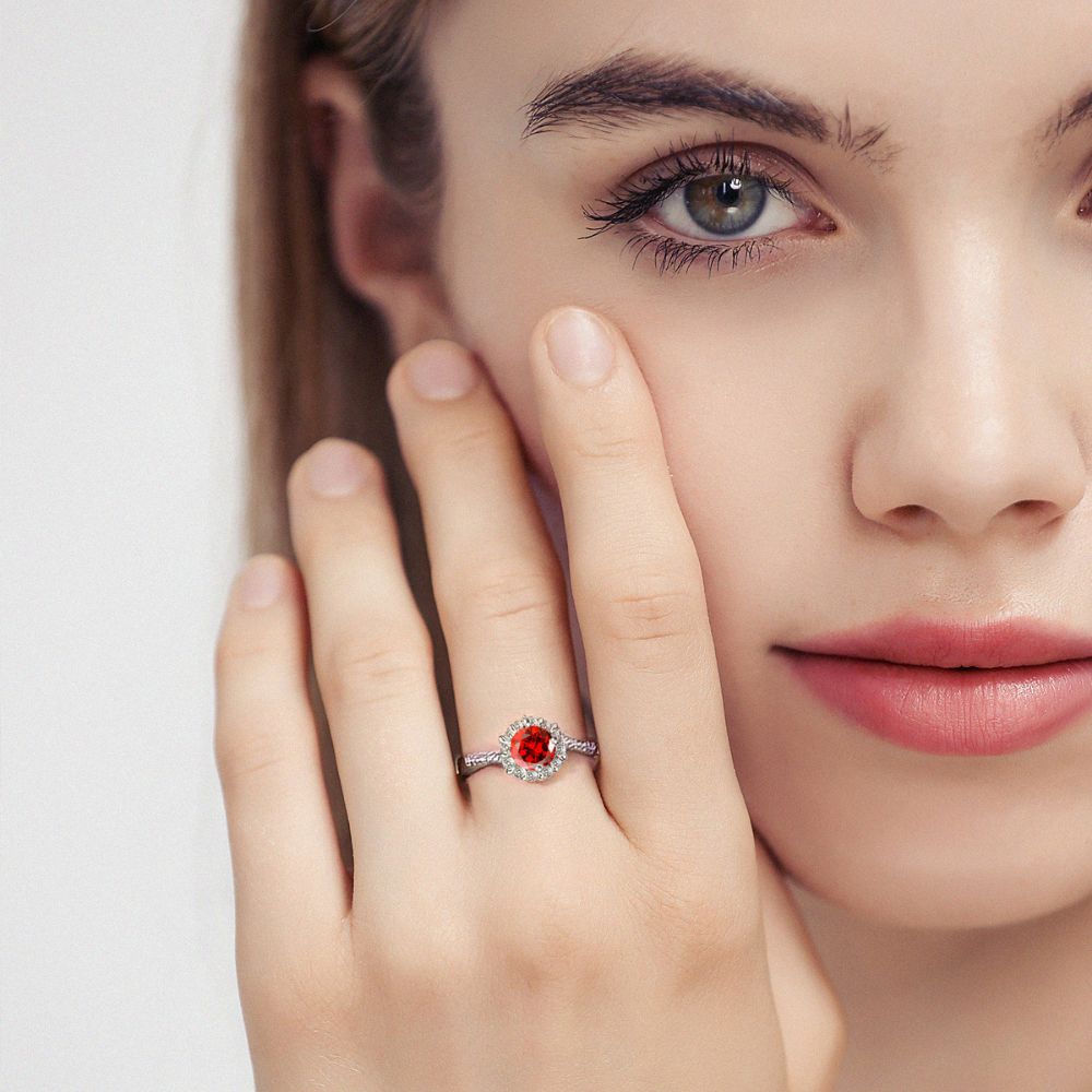 Picture of 925 silver pigeon's blood ruby ring