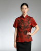 图片 【25XFF007】真丝红色香云纱牡丹旗袍定位花上衣