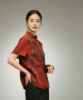 图片 【25XFF007】真丝红色香云纱牡丹旗袍定位花上衣